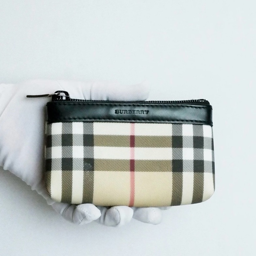 Burberry Beige and Black plaid coin Pouch